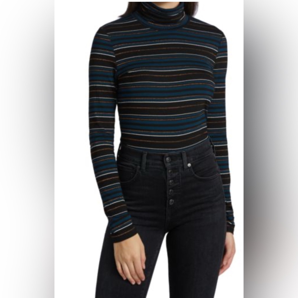 Veronica Beard Audrey turtleneck metallic stripes size L